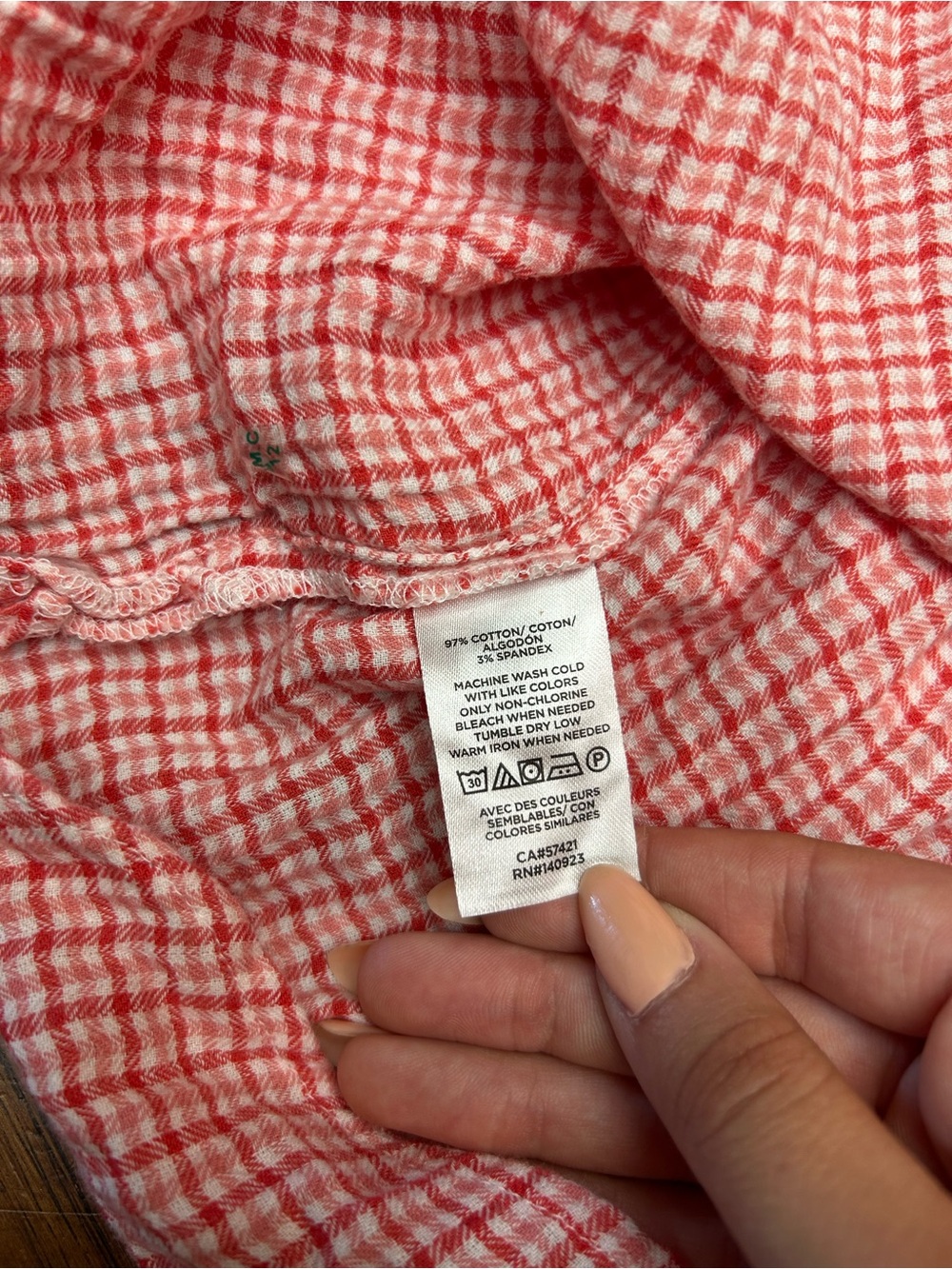 LOFT Pink & White Gingham Ruffle-Neck Button Front Blouse - Picture 5 of 7